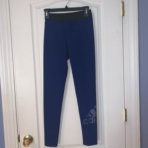 Adidas blue logo leggings